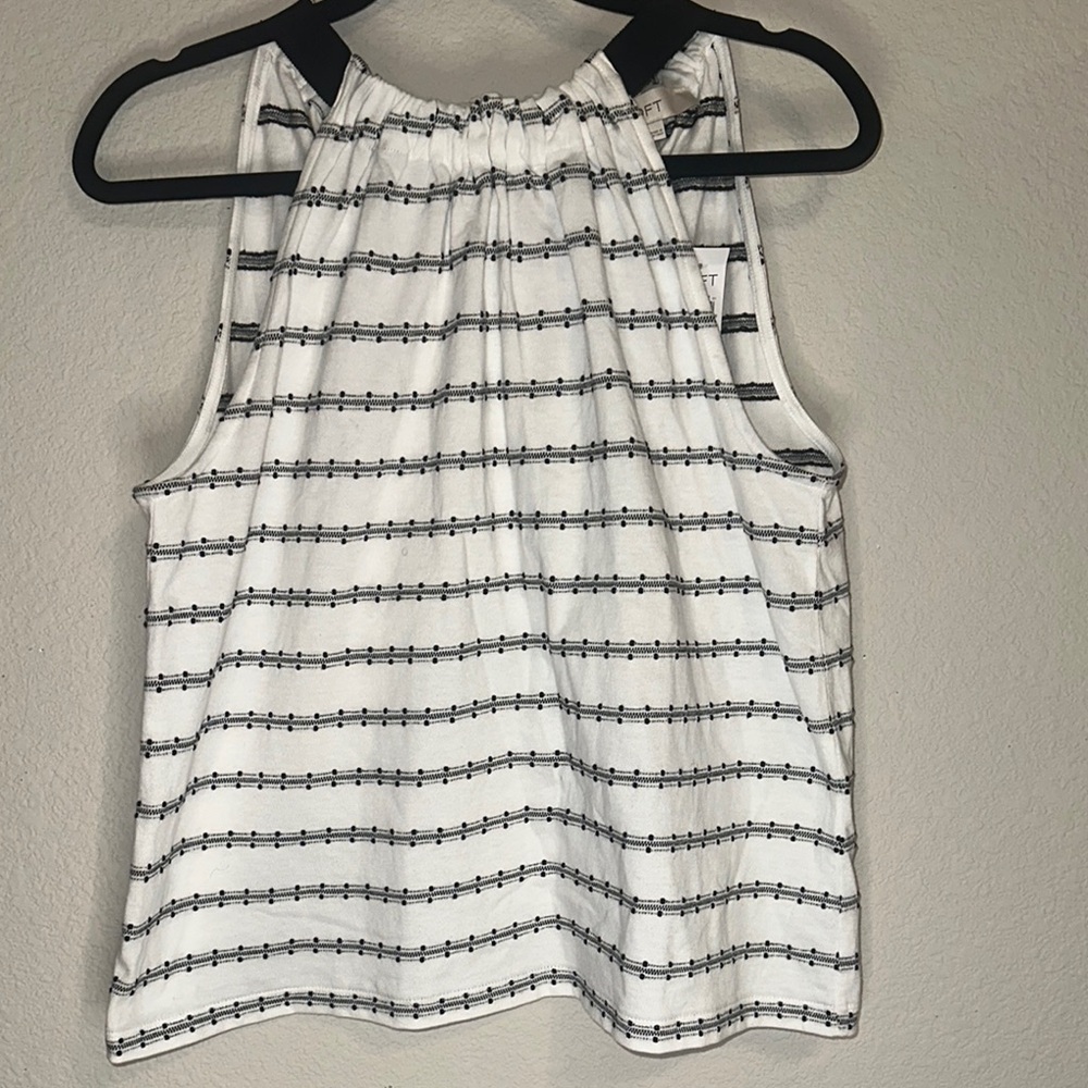 Women's White and‎ Black Striped Top